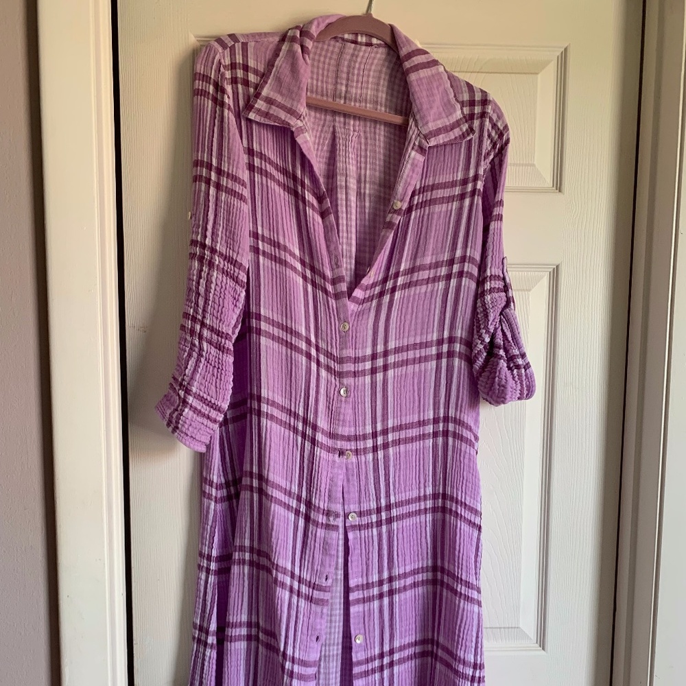 Reversible Purple Plaid Shirt Dress
